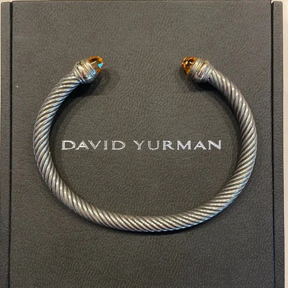David Yurman Cable Bracelet in Sterling Silver with Citrine and 14K Yellow Gold - Picture 1 of 3